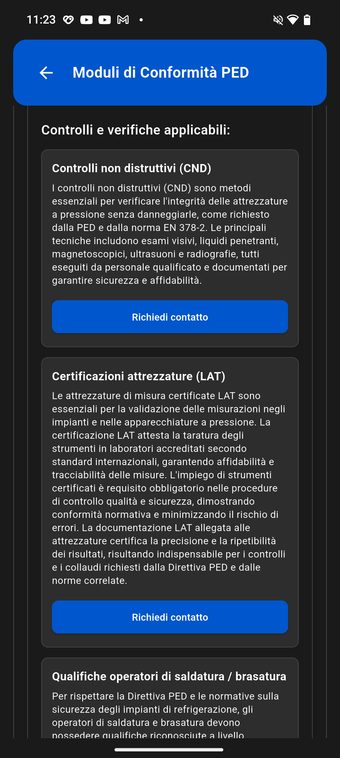 Consultazione dei moduli di conformità nella PED Mobile App