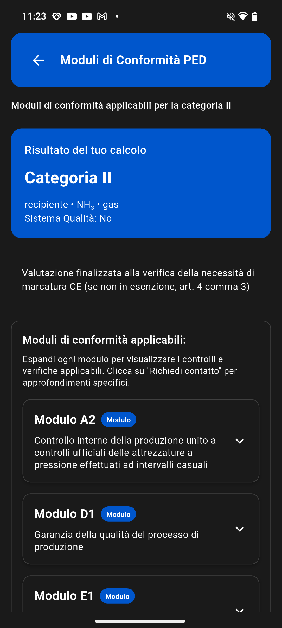 Grafico di consultazione nella PED Mobile App
